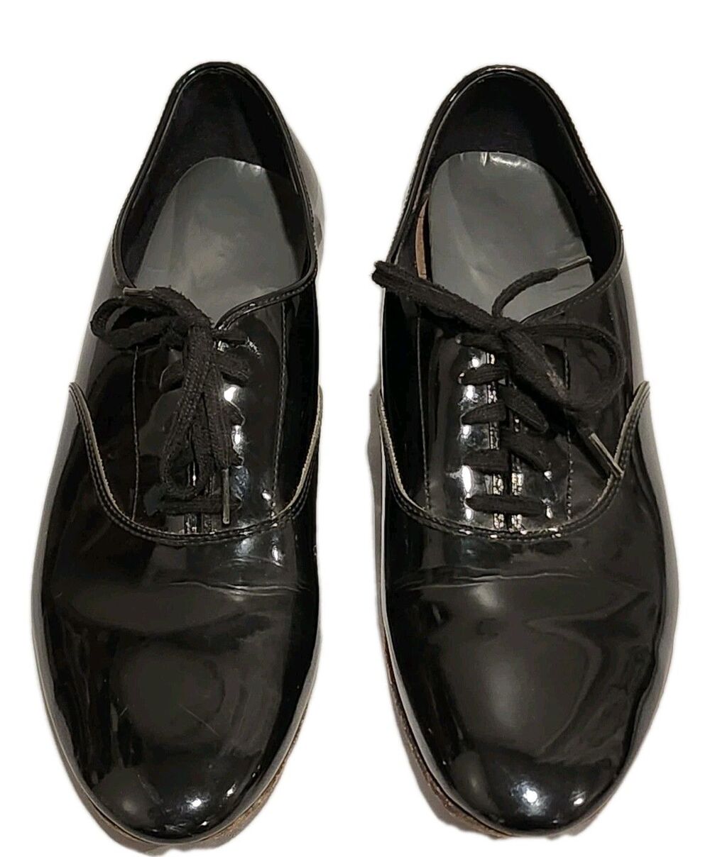 Vintage Deluco Genuine Leather Dance Footwear Mens Black Measure Size 12.5